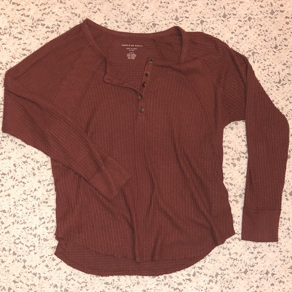 American Eagle Waffle Knit Henley